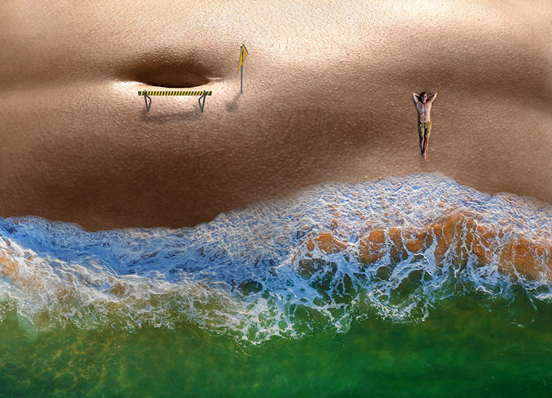 Bodyscape surfer sandy beach