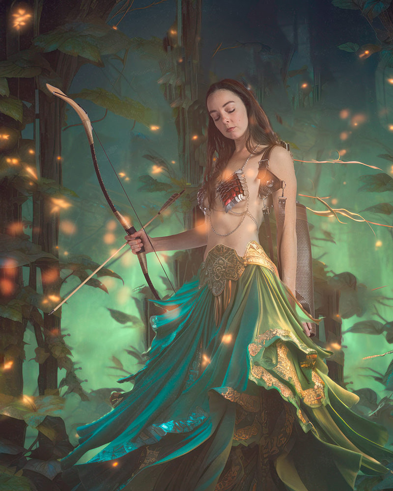 Cosplay enchanted archer mystical forest