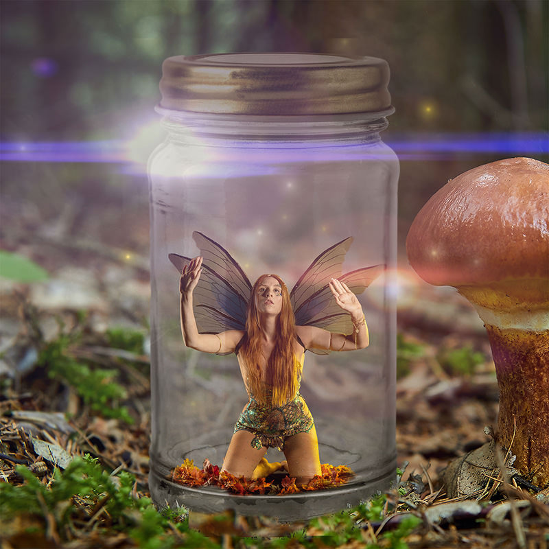 Cosplay fairy trapped glass jar