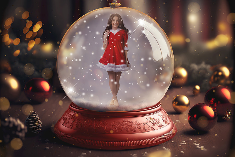 Cosplay festive cheer snow globe